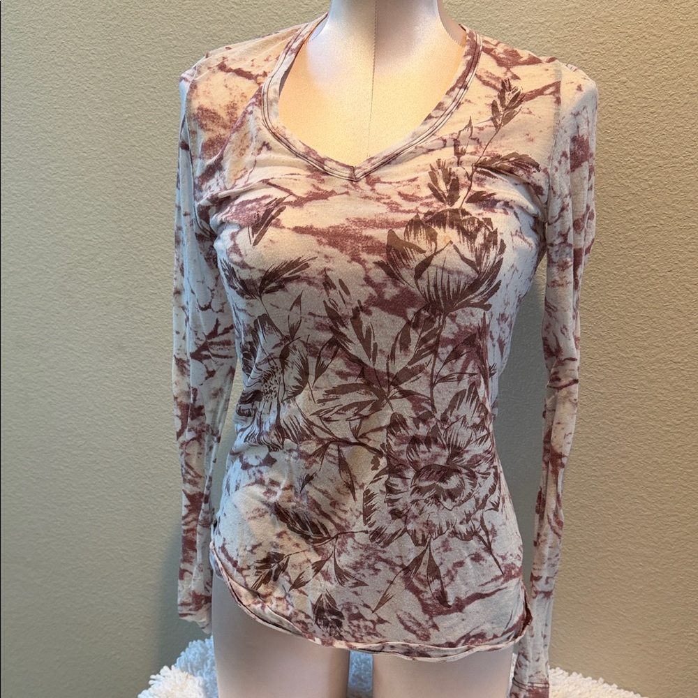 Karen Kane Burgundy Floral Long Sleeve Top
